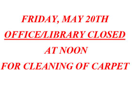 Office Closed May 20th